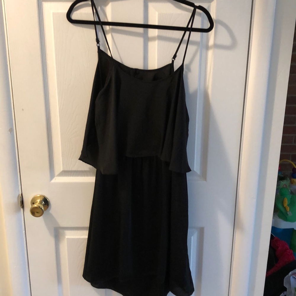 Black open Back ruffle dress